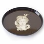 Casa Padrino Luxus Serviertablett Schwarz / Gold / Wei� / Braun  40 cm - Rundes Metall Tablett - Gastronomie Accessoires - Handbemalt in Italien