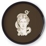 Casa Padrino Luxus Serviertablett Schwarz / Gold / Wei� / Braun  40 cm - Rundes Metall Tablett - Gastronomie Accessoires - Handbemalt in Italien