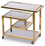 Casa Padrino Luxus Servierwagen Gold / Schwarz 83 x 42 x H. 78 cm - Edelstahl Trolley mit get�nten Glasscheiben - Luxus Accessoires