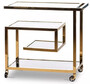 Casa Padrino Luxus Servierwagen Gold / Schwarz 83 x 42 x H. 78 cm - Edelstahl Trolley mit get�nten Glasscheiben - Luxus Accessoires