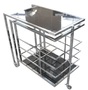 Casa Padrino Luxus Servierwagen Silber / Schwarz 77 x 42 x H. 78,5 cm - Edelstahl Trolley mit get�nten Glasscheiben - Luxus Accessoires 