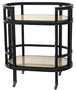 Casa Padrino Mahagoni Servierwagen Schwarz / Naturfarben / Antik Bronze 71 x 44 x H. 81,5 cm - Luxus Trolley - Hotel & Gastronomie Accessoires