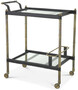 Casa Padrino Luxus Servierwagen Vintage Messingfarben / Schwarz 74 x 44,5 x H. 84 cm - Hotel Restaurant Gastronomie Trolley - Luxus Accessoires