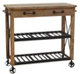 Casa Padrino Landhaus Stil Bar Trolley Naturfarben / Schwarz 106 x 48 x H. 103 cm - Holz Servierwagen mit 2 Schubladen - Gastronomie Accessoires 