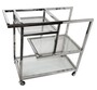 Casa Padrino Luxus Servierwagen Silber / Glas 89 x 42 x H 80cm - Edelstahl Trolley mit Glas - Gastronomie Barwagen 