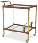 Casa Padrino Luxus Servierwagen Vintage Messingfarben / Braun 74 x 44,5 x H. 84 cm - Hotel Restaurant Gastronomie Trolley - Luxus Accessoires