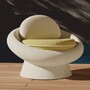 Casa Padrino Luxus Outdoor Garten Beton Sessel Hellbeige / Gr�n - Outdoor M�bel