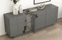 Casa Padrino Luxus Sideboard Grau / Braun 220 x 50,8 x H. 85 cm - Massivholz Schrank mit 4 T�ren - Massivholz M�bel - Luxus M�bel - Luxus Einrichtung