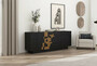 Casa Padrino Luxus Sideboard Schwarz / Braun 220 x 50,8 x H. 85 cm - Massivholz Schrank mit 4 T�ren - Massivholz M�bel - Luxus M�bel - Luxus Einrichtung