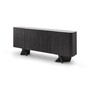 Casa Padrino Luxus Sideboard Dunkelgrau / Grau 200 x 42 x H. 82 cm - Sideboard mit Travertin - Moderne Wohnzimmer M�bel - Luxus Qualit�t 