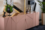Casa Padrino Luxus Designer Sideboard Rosa / Schwarz 220 x 50 x H. 88 cm - Massivholz Schrank mit 4 T�ren - Esszimmer M�bel - Hotel M�bel - Designer M�bel - Luxus M�bel