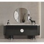 Casa Padrino Luxus Sideboard Schwarz / Wei� / Silber 221 cm - Hotel & Esszimmer M�bel
