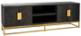Casa Padrino Luxus TV Schrank Schwarz / Gold 185 x 42,5 x H. 60 cm - Massivholz Sideboard mit 4 T�ren - Wohnzimmer M�bel - Hotel M�bel - Luxus Kollektion