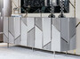 Casa Padrino Luxus Sideboard Grau / Silber 220 x 51 x H. 86 cm - Massivholz Schrank mit 4 T�ren - Esszimmer M�bel - Wohnzimmer M�bel - Hotel M�bel - Luxus M�bel