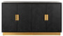 Casa Padrino Luxus Sideboard Schwarz / Gold 160 x 45 x H. 86 cm - Massivholz Schrank mit 4 T�ren - Wohnzimmer M�bel - Hotel M�bel - Luxus Kollektion