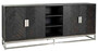 Casa Padrino Luxus Sideboard Schwarz / Silber 225 x 45 x H. 90 cm - Massivholz Schrank mit 4 T�ren - Wohnzimmer M�bel - Hotel M�bel - Luxus Kollektion