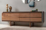 Casa Padrino Luxus Sideboard Braun 220 x 46 x H. 78 cm - Massivholz Schrank mit 4 T�ren - Wohnzimmer M�bel - Hotel M�bel - Luxus Kollektion