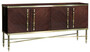 Casa Padrino Luxus Sideboard Dunkelbraun Hochglanz / Matt Gold 222 x 52 x H. 100 cm - Edler Massivholz Schrank mit 4 T�ren - Luxus M�bel - Luxus Einrichtung
