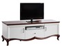 Casa Padrino Luxus Art Deco Sideboard mit 2 T�ren und Schublade Wei� / Dunkelbraun 164,2 x 46,5 x H. 55,7 cm - Fernsehschrank - Wohnzimmerm�bel 