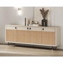 Casa Padrino Luxus Sideboard mit 4 T�ren Wei� / Naturfarben / Schwarz / Gold 220 cm
