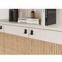 Casa Padrino Luxus Sideboard mit 4 T�ren Wei� / Naturfarben / Schwarz / Gold 220 cm