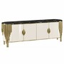 Casa Padrino Luxus Sideboard mit 4 T�ren und Kunstmarmor Platte Wei� / Gold / Schwarz 251,2 cm - Luxus Hotel & Esszimmer M�bel
