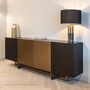 Casa Padrino Luxus Sideboard mit 4 T�ren Schwarz / Messing 220 cm - Luxus M�bel - Luxus Interior