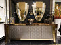 Casa Padrino Luxus M�bel Set Braun / Silber / Gold - 1 Luxus Sideboard mit 4 T�ren & 2 Luxus Wandspiegel - Moderne Luxus M�bel