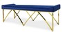 Casa Padrino Luxus Sitzbank Blau / Gold 152 x 65 x H. 50 cm - Gepolsterte Samt Bank mit Edelstahl Beinen - Luxus Qualit�t 