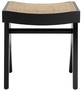 Casa Padrino Luxus Sitzhocker Schwarz / Naturfarben 39 x 31,5 x H. 43 cm - Massivholz Hocker mit handgewebtem Rattangeflecht - Luxus M�bel 