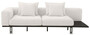 Casa Padrino Luxus Sofa Creme / Bronze 233 x 104 x H. 60,5 cm - Modernes Wohnzimmer Sofa Linke Seite - Hotel Sofa - Luxus Qualit�t