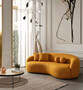 Casa Padrino Luxus Sofa Orange 250 x 120 x H. 76 cm - Gebogenes Wohnzimmer Sofa - Hotel Sofa - Wohnzimmer M�bel - Hotel M�bel - Luxus M�bel - Luxus Einrichtung - Wohnzimmer Einrichtung