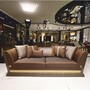 Casa Padrino Luxus Sofa Braun / Grau / Gold 263 cm - Wohnzimmer & Hotel M�bel