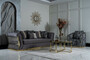 Casa Padrino Luxus Sofa Dunkelgrau / Gold - Elegantes Wohnzimmer Sofa mit dekorativen Kissen - Luxus Wohnzimmer M�bel