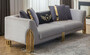 Casa Padrino Luxus Sofa Grau / Gold 230 x 90 x H. 77 cm - Wohnzimmer Sofa - Hotel Sofa - Wohnzimmer M�bel - Hotel M�bel - Luxus M�bel - Wohnzimmer Einrichtung - Luxus Einrichtung