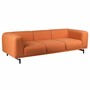 Casa Padrino Luxus Sofa Orange / Schwarz 240 cm - Wohnzimmer & Hotel Interior