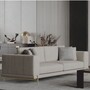 Casa Padrino Luxus Sofa Grau / Messing 260 cm - Wohnzimmer & Hotel M�bel