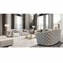 Casa Padrino Luxus Chesterfield Hotel Sofa Grau / Gold 245 cm - Made in Italy