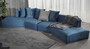Casa Padrino Luxus Sofa Blau / Silber 480 x 100 x H. 70 cm - Gebogenes Wohnzimmer Sofa - Hotel Sofa - Wohnzimmer M�bel - Hotel M�bel - Luxus M�bel - Luxus Einrichtung