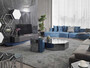 Casa Padrino Luxus Sofa Blau / Silber 480 x 100 x H. 70 cm - Gebogenes Wohnzimmer Sofa - Hotel Sofa - Wohnzimmer M�bel - Hotel M�bel - Luxus M�bel - Luxus Einrichtung