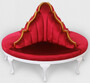 Casa Padrino Luxus Barock Rundsofa Rot / Wei� / Antik Gold - Handgefertigtes rundes Samt Sofa - Barock Hotel & Restaurant M�bel
