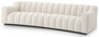 Casa Padrino Luxus Sofa Creme / Schwarz 300 x 100 x H. 78,5 cm - Leicht gebogenes Wohnzimmer Sofa - Hotel Sofa - Luxus Qualit�t 