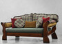 Casa Padrino Luxus Vintage Stil Sofa Gr�n / Rot / Dunkelbraun 185 x 98 x H. 85 cm - Massivholz Wohnzimmer Sofa mit elegantem Muster - Wohnzimmer M�bel - Luxus M�bel - Vintage Stil M�bel