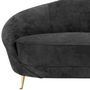 Casa Padrino Designer Samt Sofa Schwarz / Messingfarben 245 x 87 x H. 79 cm - Gebogene Luxus Couch - Designer Wohnzimmer M�bel
