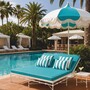 Casa Padrino Luxus Sonnenschirm Wei� / T�rkis  200 x H. 250 cm - Hotel & Garten M�bel VPP