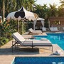 Casa Padrino Luxus Sonnenschirm Wei� / Schwarz  200 x H. 250 cm - Hotel & Garten M�bel VPP