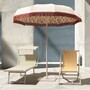 Casa Padrino Luxus Sonnenschirm im 70er Jahre Stil mit Blumen Design Naturfarben / Bunt / Weinrot  220 x H. 240 cm - Made in Italy