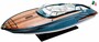 Casa Padrino Luxus Speedboot mit Massivholz St�nder Blau / Wei� / Braun 91 cm - Handgefertigtes Deko Holzboot Modellboot Boot