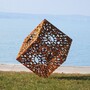 Casa Padrino Luxus Garten Deko Stahl Skulptur W�rfel Rost H. 86 cm - Metall Skulpturen