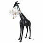 Casa Padrino XXL Stehleuchte Giraffe mit Barock Kronleuchter Matt Schwarz / Gold H. 265 cm 